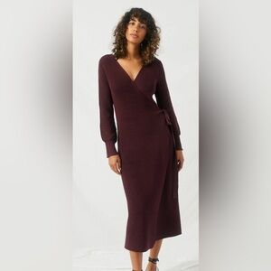 Hayden purple eggplant knit ribbed sweater midi maxi dress. Size Medium.